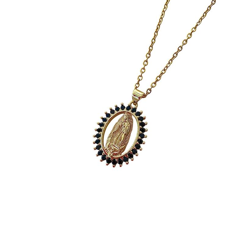Cadena Virgen de Guadalupe cristal negro