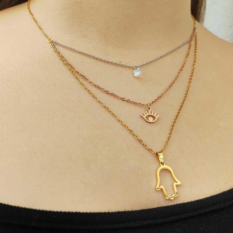 Cadena mano de Dios y ojo turco