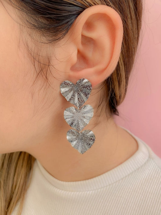 Aretes corazón x3 martillados