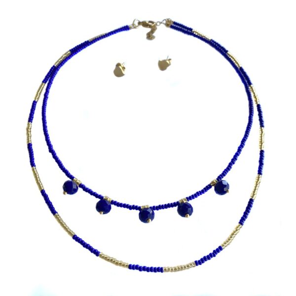 Set collar cristal azul