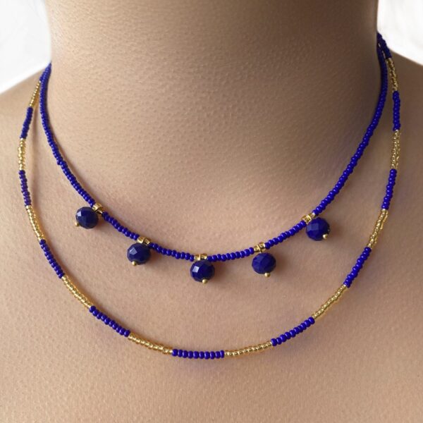 Set collar cristal azul