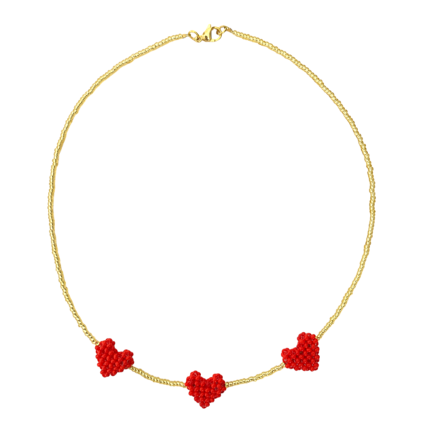 Choker alma 3 corazones rojo C 1390R